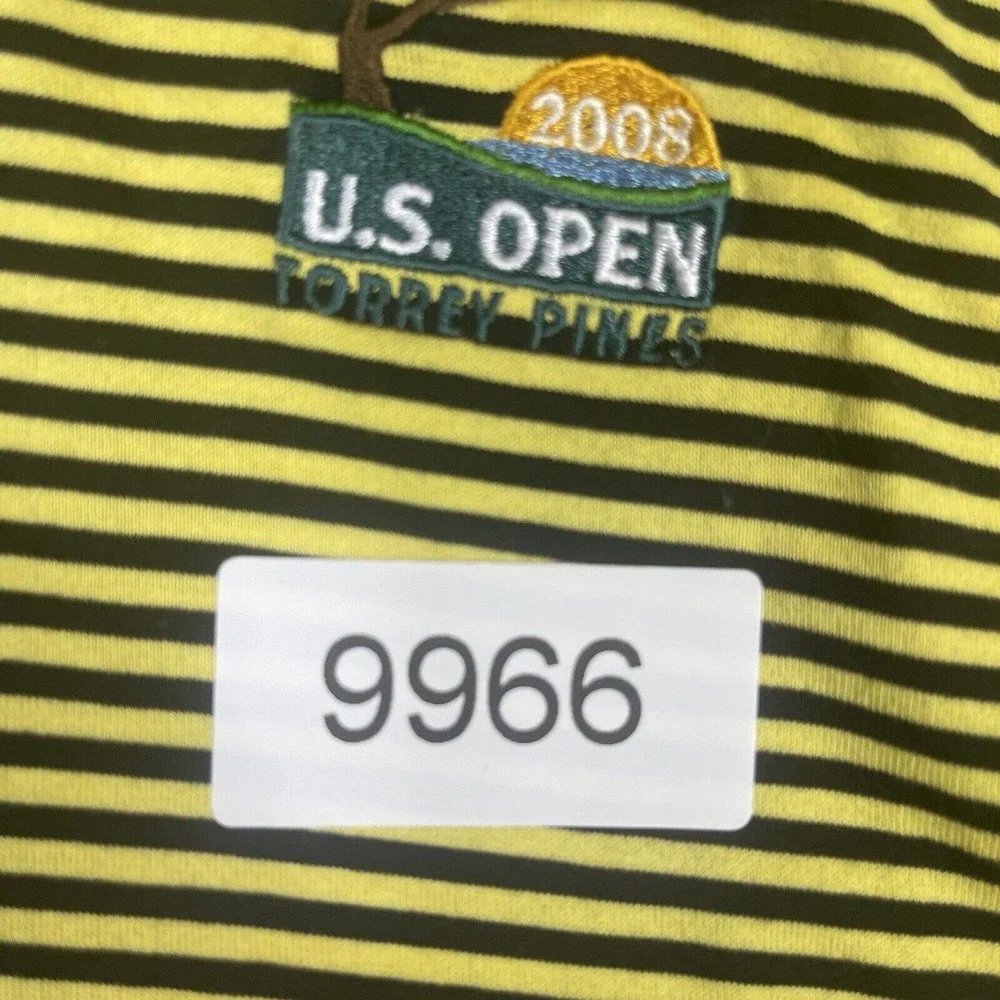 Ralph Lauren Polo Golf Polo Shirt‎ Mens XL Yellow Striped 2008 US Open Logo